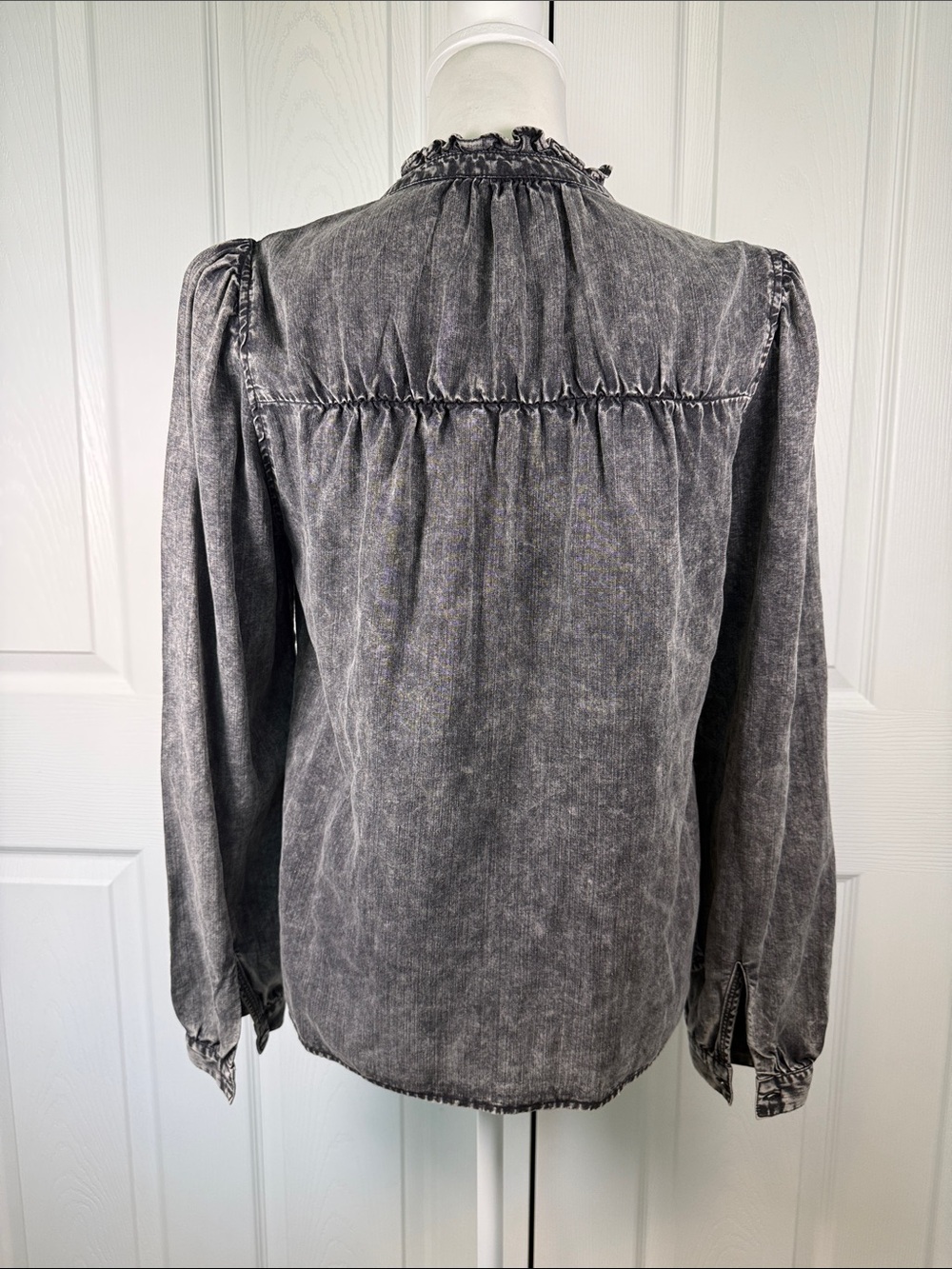Boho Rails Charcoal washed denim Ruffled Blouse - Picture 6 of 12